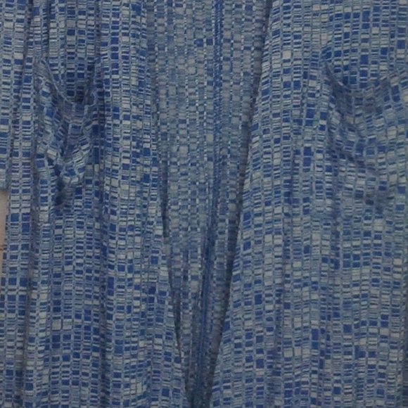 Lularoe Sarah Blue White Duster Long Open Cardigan XS Stretch Heather Knit - Picture 3 of 6